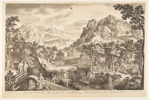 Hosea and the Prostitute Gomer by Nicolaes de Bruyn, print, 1600-1610