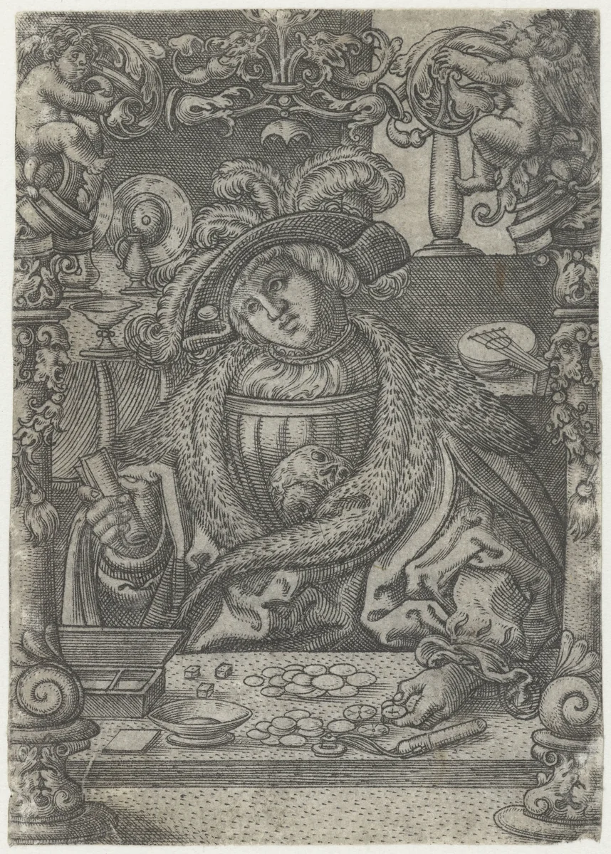 Portret van een jongeman (Vanitas) by Monogrammist AC, print, 1520-1562
