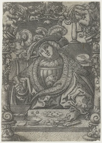 Portret van een jongeman (Vanitas) by Monogrammist AC, print, 1520-1562