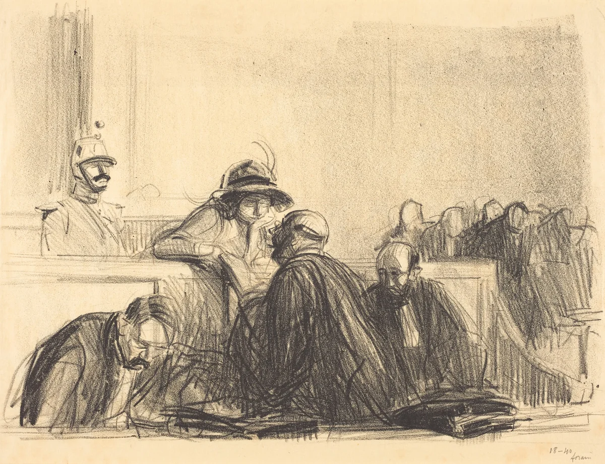 Avocat parlant à sa cliente (Lawyer Talking to His Client) by Jean-Louis Forain, print, 1915