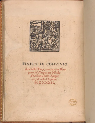 Convivio delle Belle Donne, page 22 (verso) by Nicolò Zoppino, book, 1532