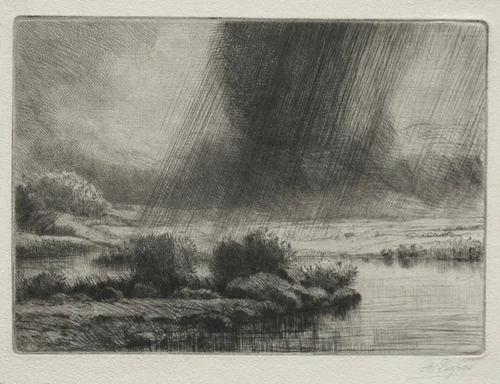 A Storm by Alphonse Legros, print, 1857-1911