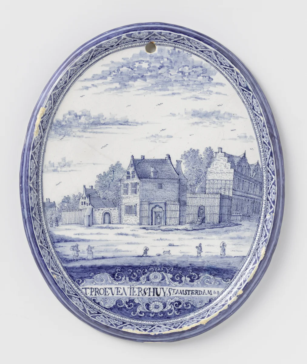 Plaat met het Amsterdamse leprozenhuis by anonymous, print, 1753