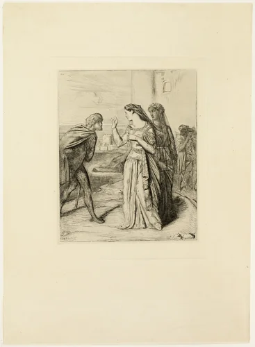 Therefore be merry, Cassio, plate six from Othello by Théodore Chassériau, print, 1844