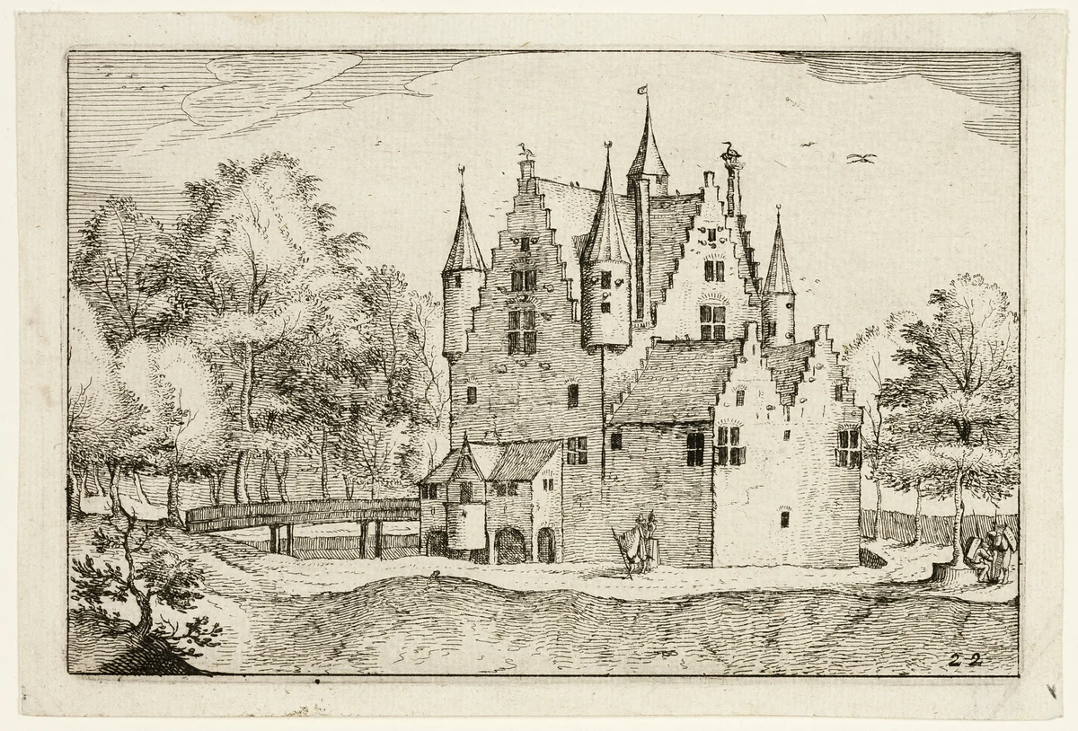A Castle, plate 22 after Pictures of Farms, Country Houses and Rustic Villages (Praediorum villarum et rusticarum casularum icones) by Claes Jansz Visscher, print, 1612