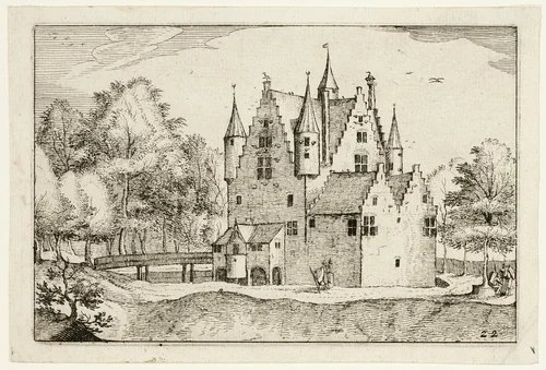 A Castle, plate 22 after Pictures of Farms, Country Houses and Rustic Villages (Praediorum villarum et rusticarum casularum icones) by Claes Jansz Visscher, print, 1612