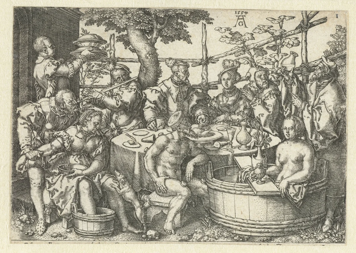 Feestmaal van de rijke man by Unknown, print, 1554