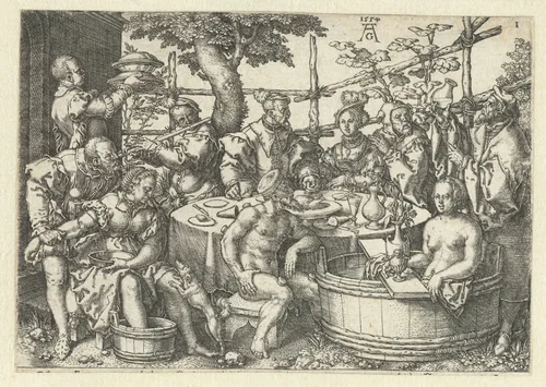 Feestmaal van de rijke man by Unknown, print, 1554