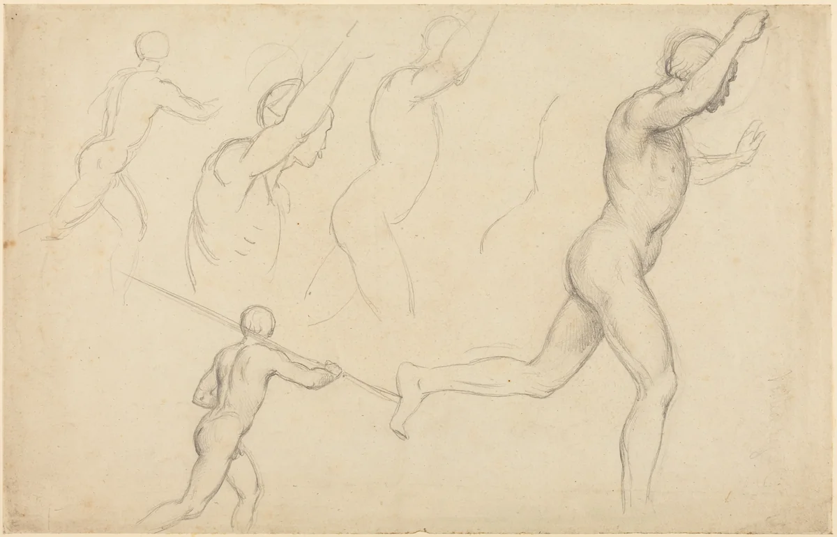 Studies of Men Running by William Etty, drawing, 1787-1849