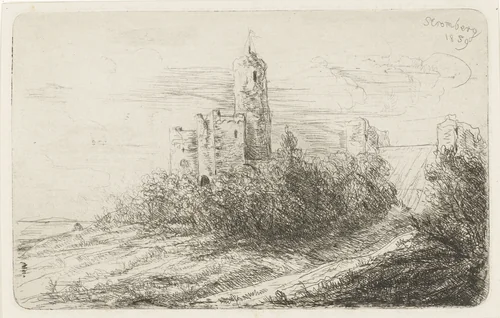 Ruïne van kasteel te Stromberg by Willem Matthias Jan van Dielen, print, 1859