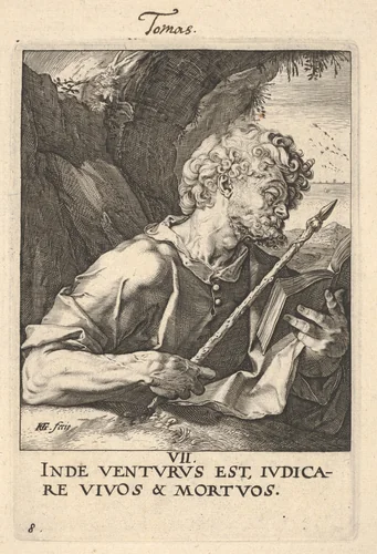 St. Thomas, from "Christ, the Apostles and St. Paul with the Creed" by Hendrick Goltzius, print, 1584-1594