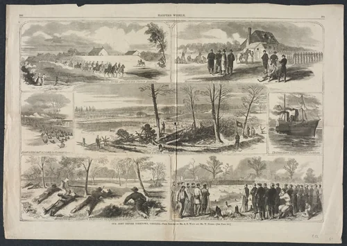 Our Army before Yorktown, Virginia by Winslow Homer, print, 1862