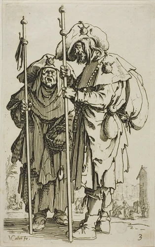 The Two Pilgrims, plate three from The Beggars by Jacques Callot, print, 1617-1627
