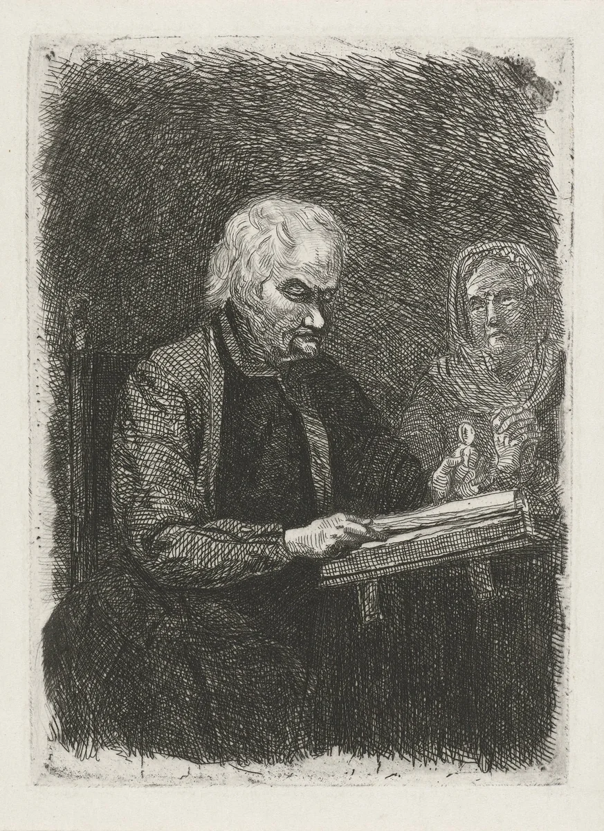 Bijbellezer by David van der Kellen, print, 1814-1879