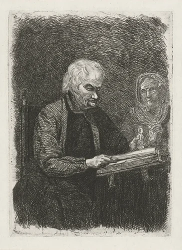 Bijbellezer by David van der Kellen, print, 1814-1879