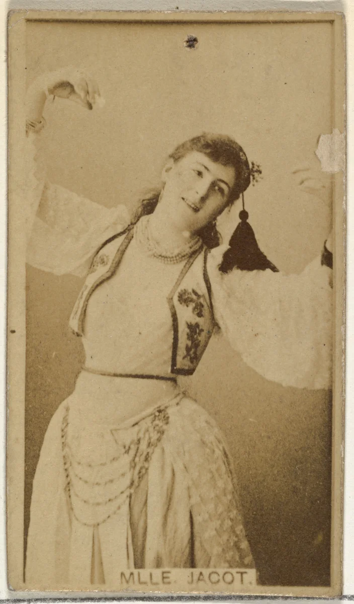 Mlle. Jacot, from the Actors and Actresses series (N145-8) issued by Duke Sons & Co. to promote Duke Cigarettes by W. Duke, Sons & Co., photograph, 1890-1895