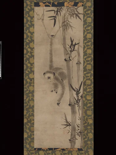 Gibbon and Bamboo by Sesson Shūkei (雪村周継), painting, 1504-1589