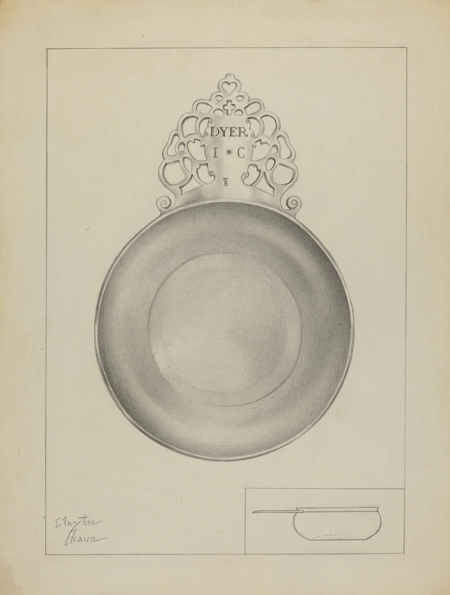 Silver Porringer by Clayton Braun, index of american design, 1936