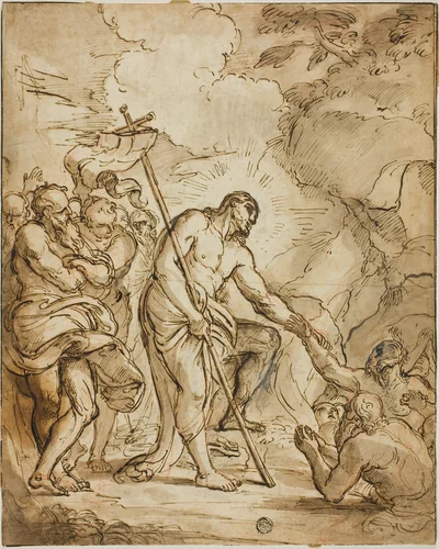 Descent Into Limbo by Domenico Maria Canuti, drawing, 1640-1684