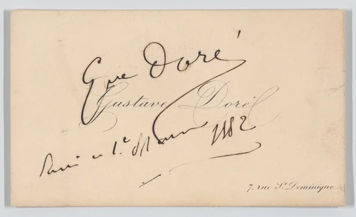 Gustave Doré, calling card by anonymous, print, 1844-1883