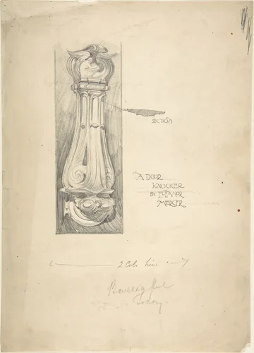 Design for Door Knocker, for "The Builder's Journal" by Eleanor Mercer, drawing, 1886-1896
