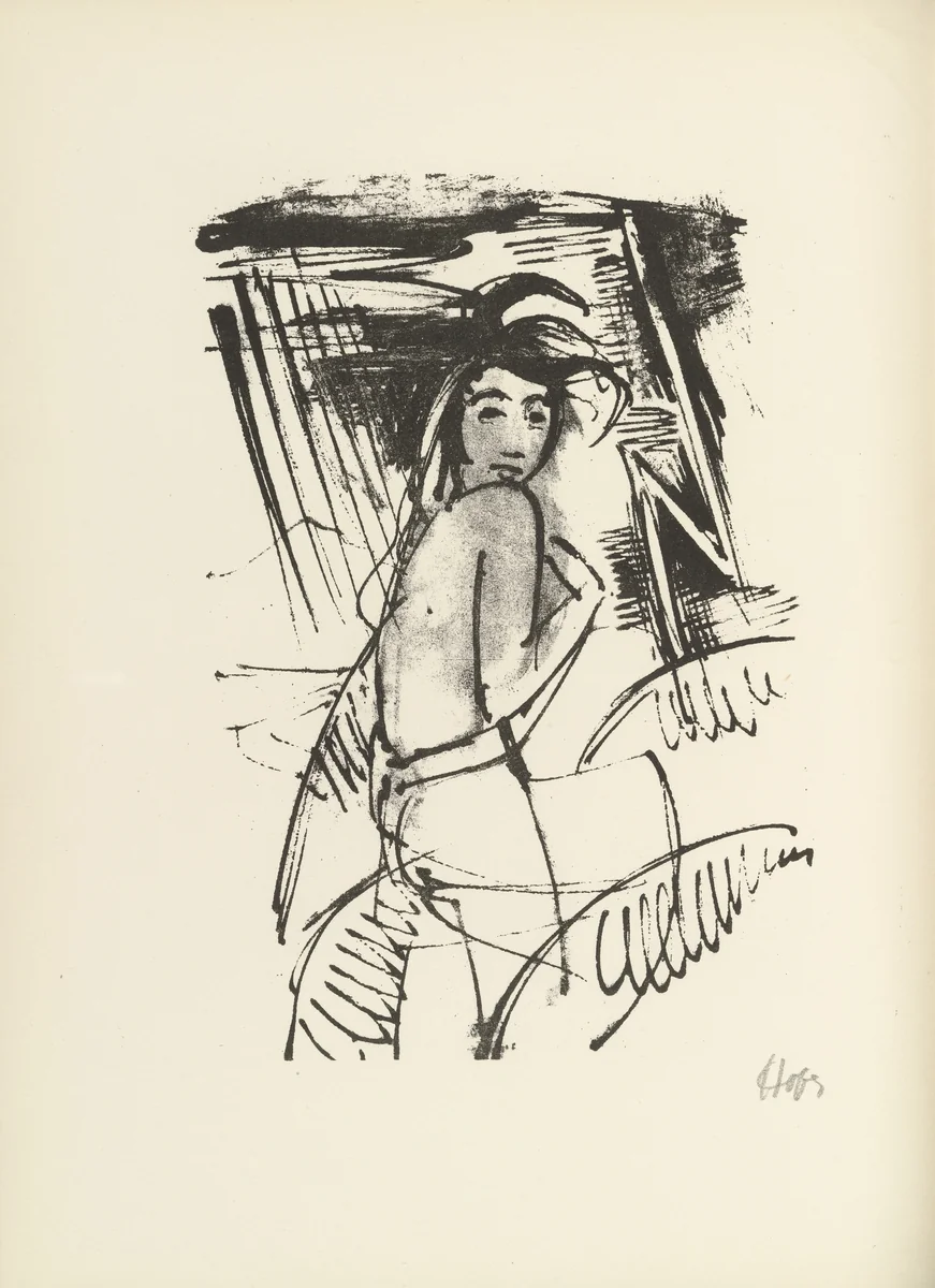 Plate 7 (folio 14 verso) from Liebesgedichte (Love Poems) by Karl Hofer, illustrated book, 1922