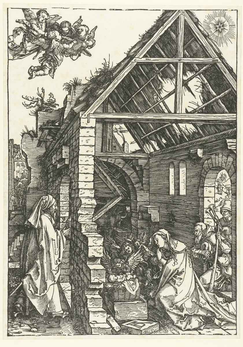 Aanbidding door de herders by Unknown, print, 1502-1503