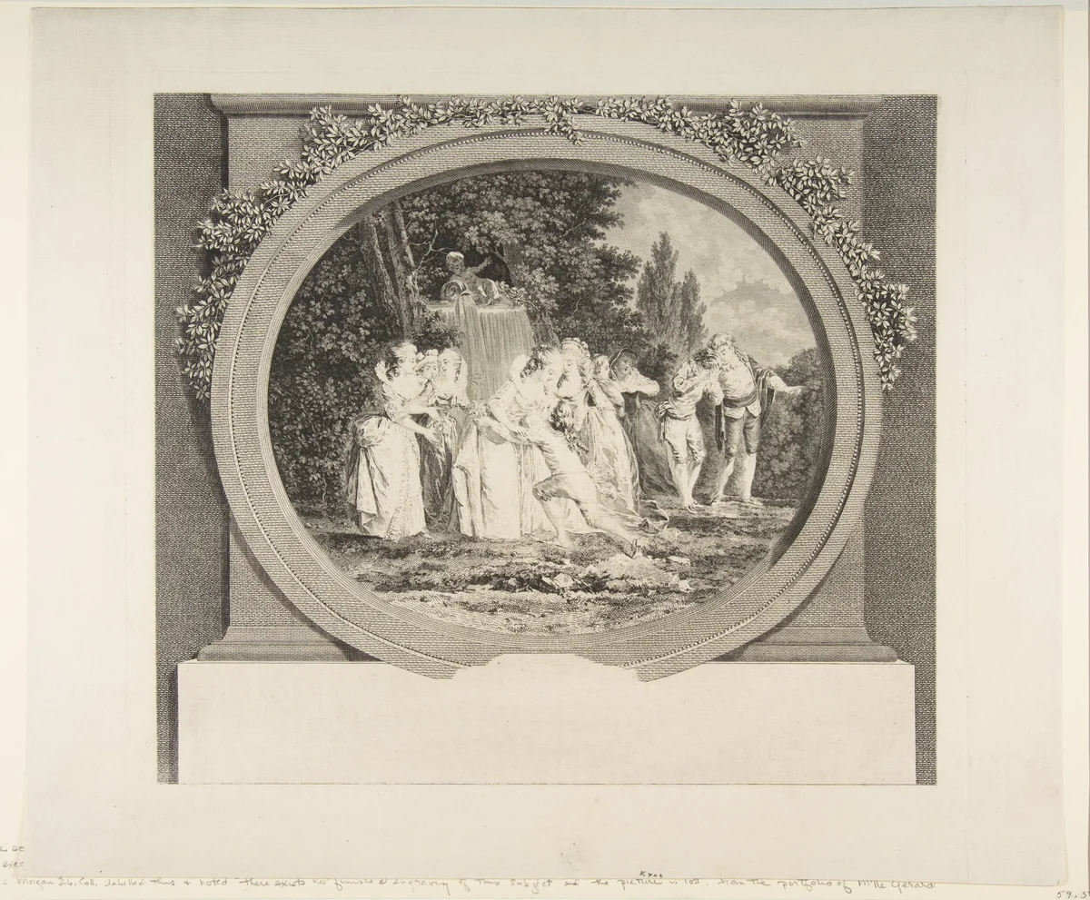 Jeu de Societe dans un Parc by Jean Honoré Fragonard, print, 1745-1959