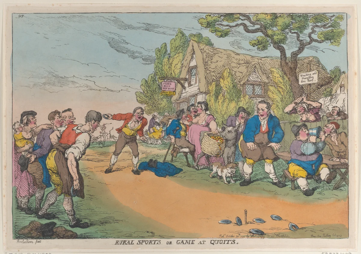 Rural Sports or Game at Quoits by Thomas Rowlandson, print, 1811