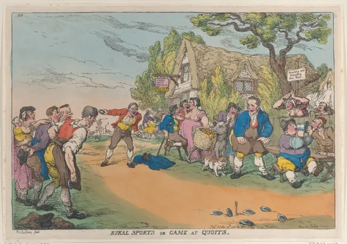 Rural Sports or Game at Quoits by Thomas Rowlandson, print, 1811