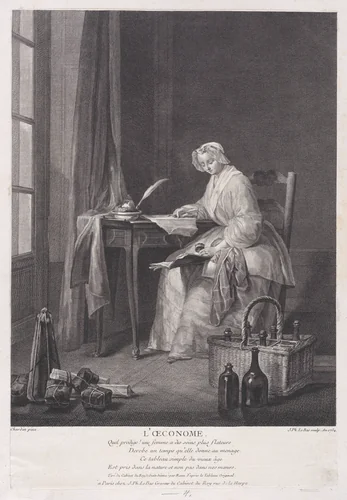 The Thrifty Woman by Jacques-Philippe Le Bas, print, 1754