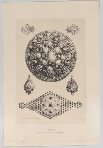 Bijoux, from the Collection of Prince Czartoryski by Jules Ferdinand Jacquemart, print, 1865