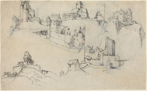 Hilltop Castles by Augustin Hirschvogel, drawing, 1546