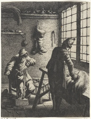 Schoenmakers by Jan Gillisz van Vliet, print, 1635