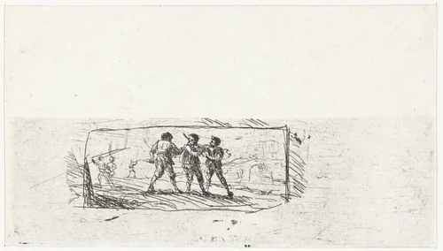 Studie voor een scène met struikrovers by Claude Lorrain, print, 1631-1633