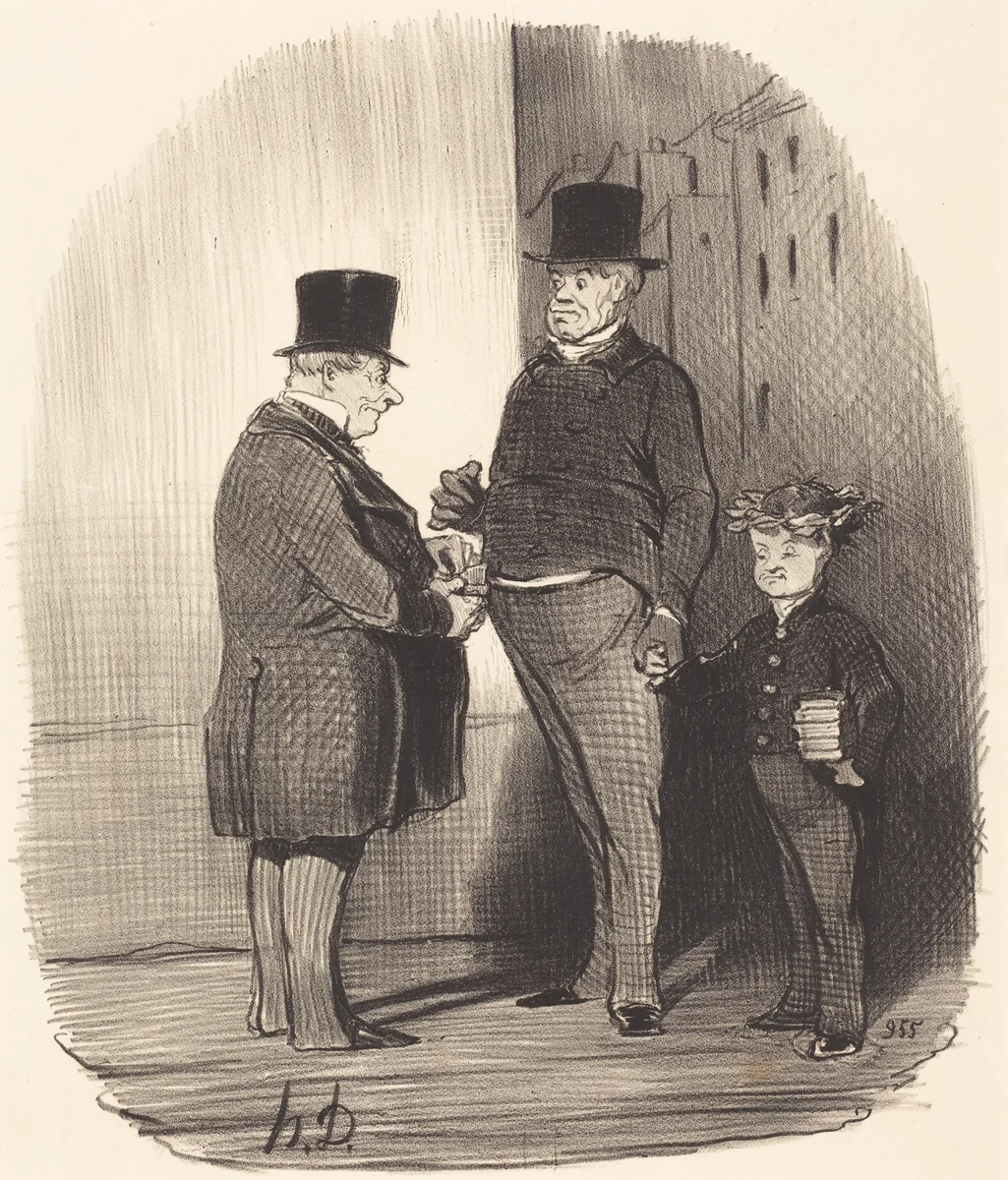 Ah! vous êtes fort en vers latins, jeune homme... by Honoré Daumier, print, 1847