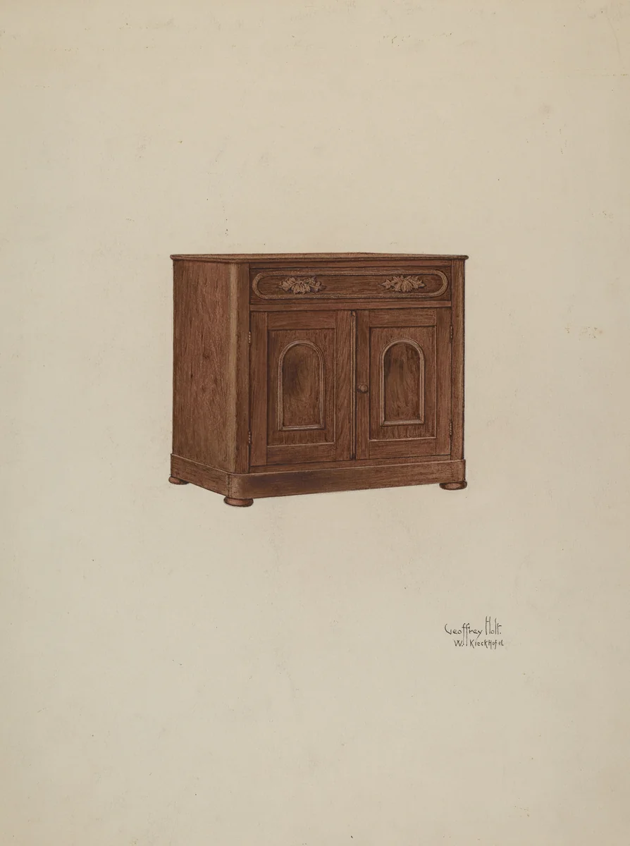 Wash Cabinet, with Marble Top and Semi-back by Geoffrey Holt; William Kieckhofel, index of american design, 1937-1940