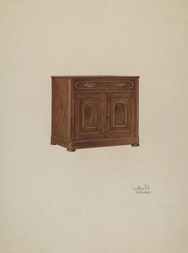 Wash Cabinet, with Marble Top and Semi-back by Geoffrey Holt; William Kieckhofel, index of american design, 1937-1940