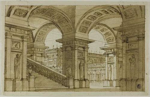 Stage Setting by Ferdinando Galli Bibiena, drawing, 1677-1799