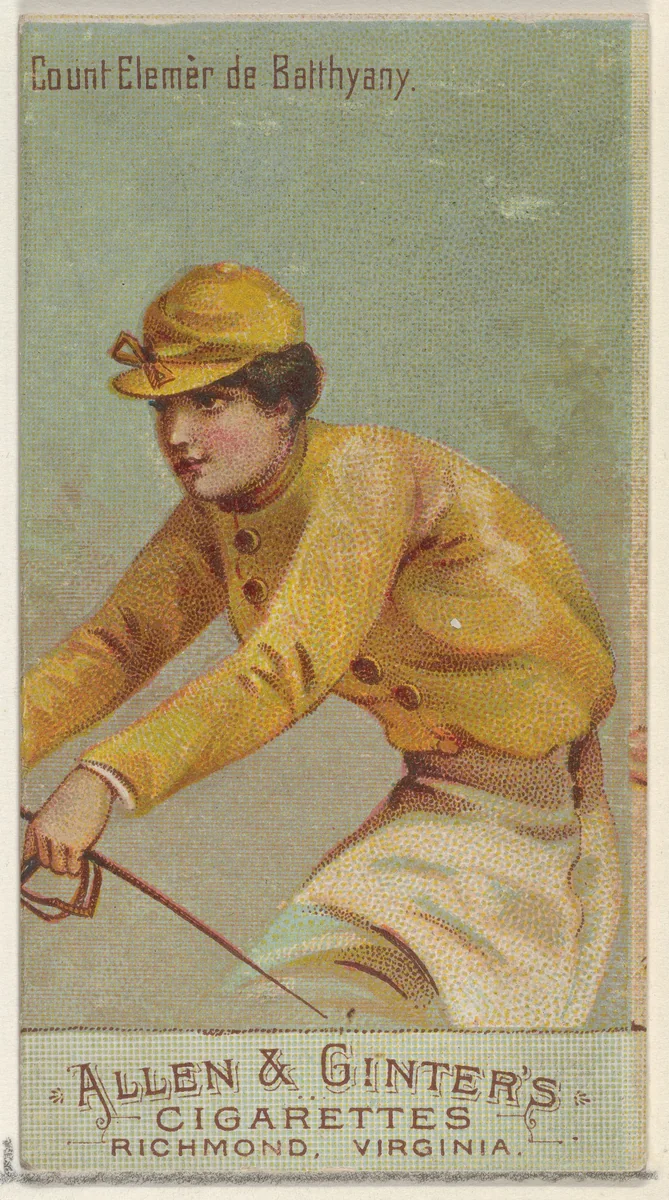 Count Elemer de Batthyany, from the Racing Colors of the World series (N22b) for Allen & Ginter Cigarettes by Allen & Ginter, print, 1888