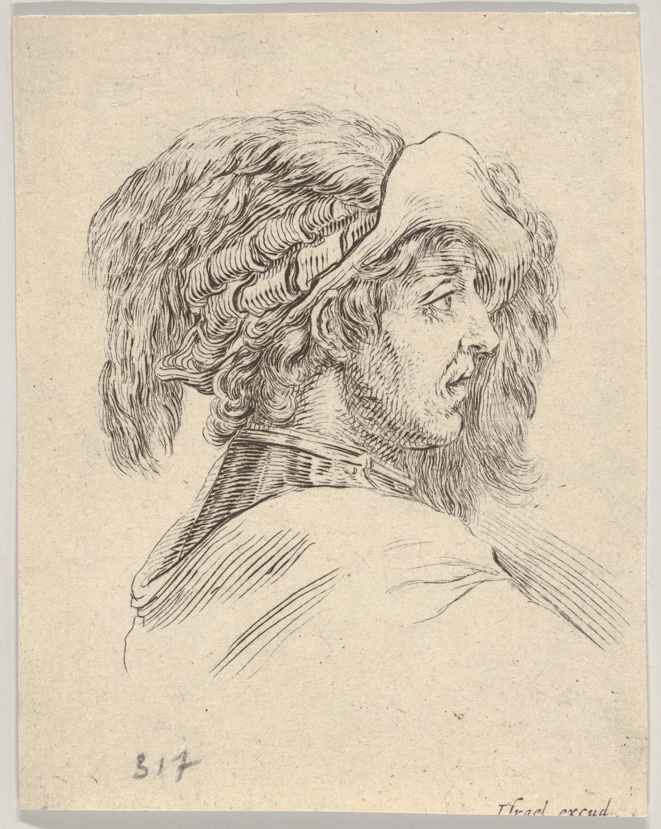 Plate 10: Head of a Man without a Beard, Turned in Profile to the Right, from "Various heads and figures" (Diverses têtes et figures) by Stefano della Bella, print, 1650