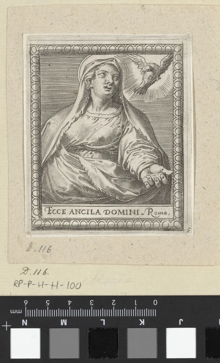 Maria met Heilige Geest by Agostino Carracci, print, 1581
