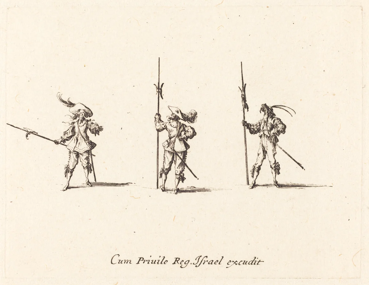 Drill with Halberds by Jacques Callot, print, 1634-1635