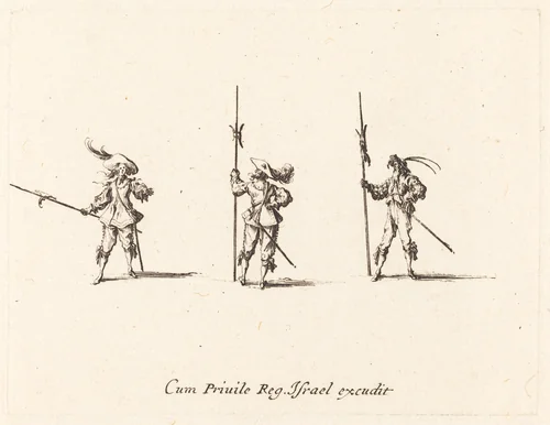 Drill with Halberds by Jacques Callot, print, 1634-1635