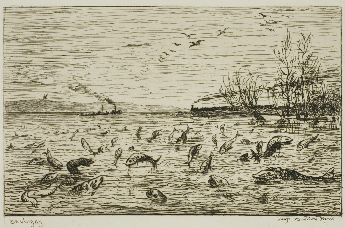 Celebration of the Fish on the Departure of the Ship's Boy (The Fish) by Charles-François Daubigny, print, 1861