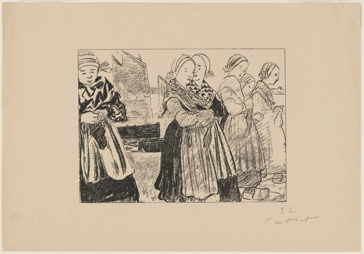 Bretonnes sur le quai by Charles Cottet, print, 1894