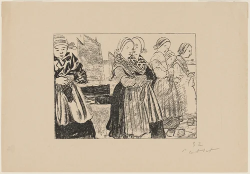 Bretonnes sur le quai by Charles Cottet, print, 1894