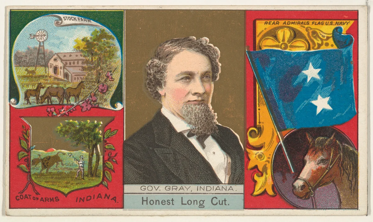 Governor Gray, Indiana, from "Governors, Arms, Etc." series (N133-1), issued by Duke Sons & Co. by W. Duke, Sons & Co., print, 1885-1892