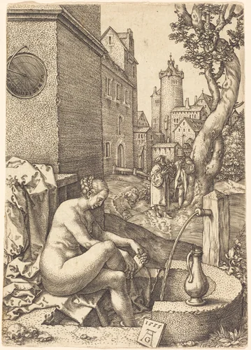 Susanna Surprised by the Two Elders by Heinrich Aldegrever, print, 1555