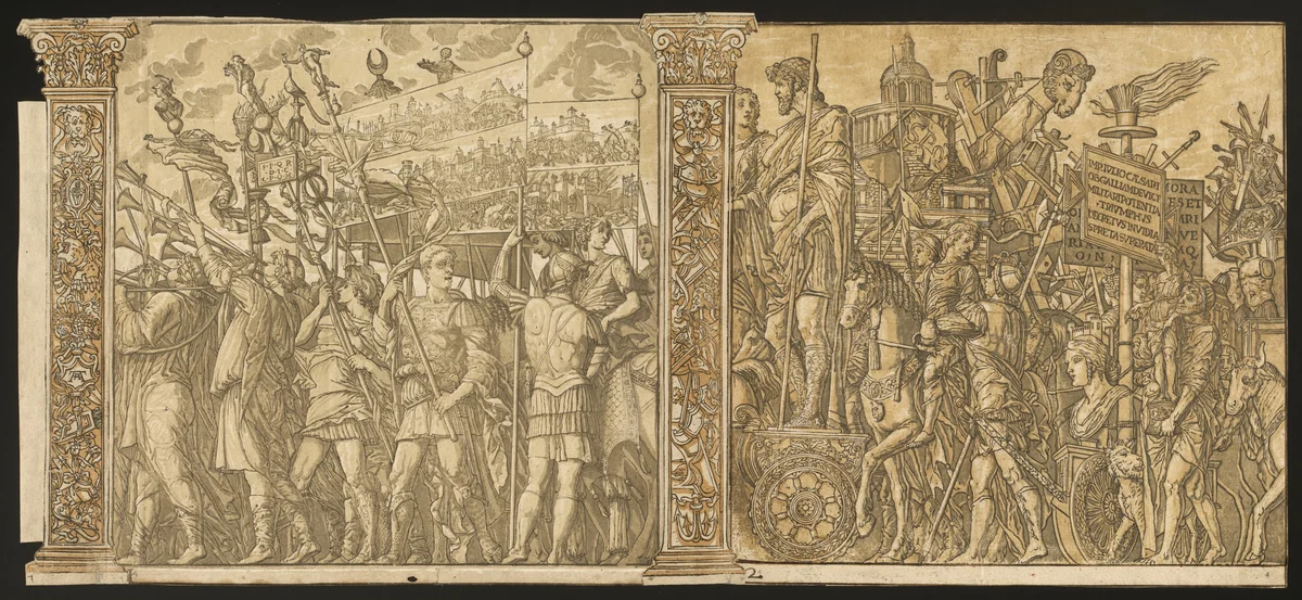 The Triumph of Julius Caesar [no.1 and 2 plus 2 columns] by Andrea Andreani
Andrea Mantegna, print, 1599